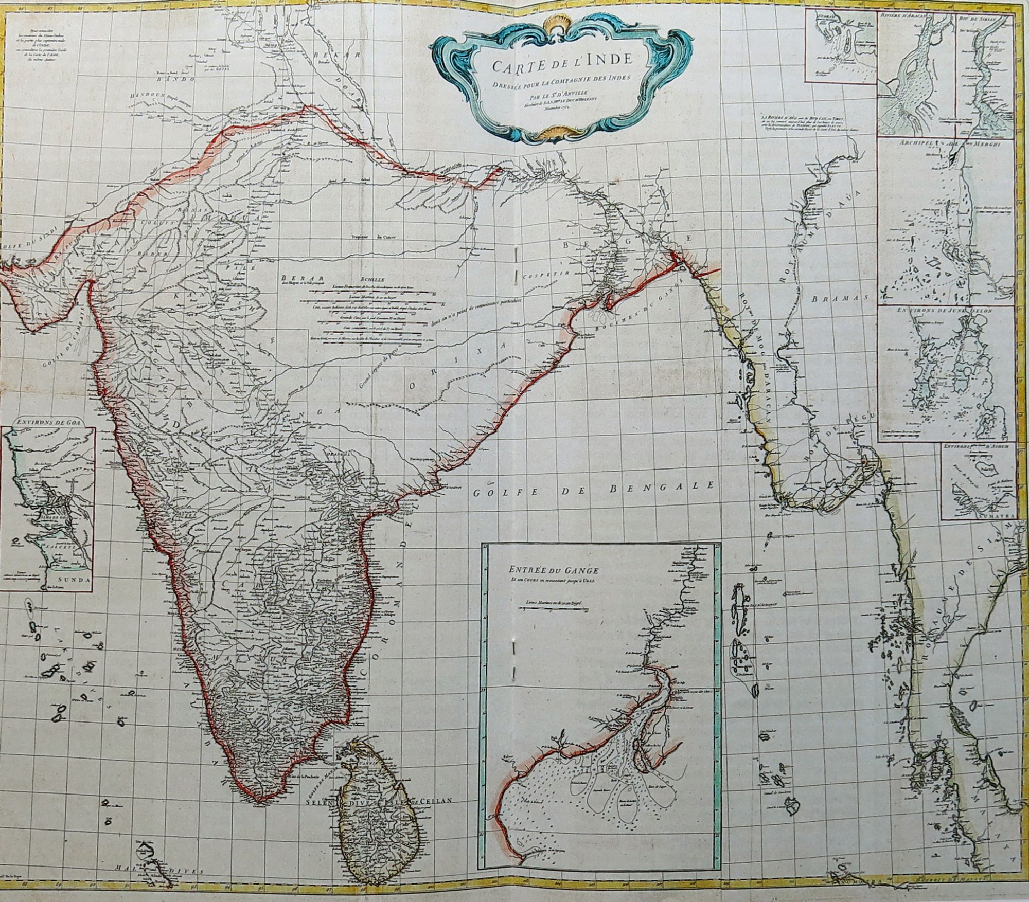 Carte de l’Inde dressée pour la Compagnie des Indes